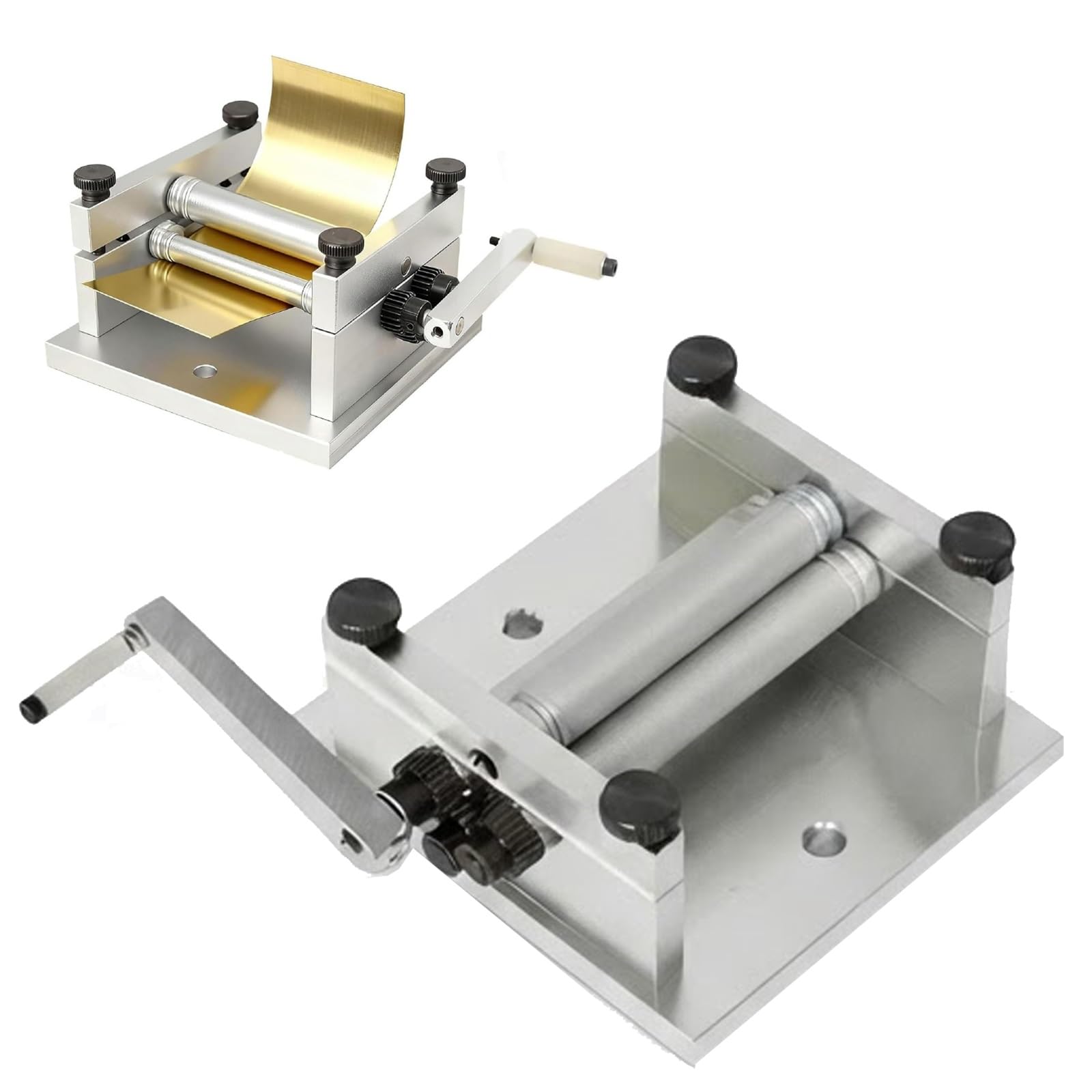 Dobladora de láminas de metal con rodillos ajustables para dar forma a tiras de plástico y madera