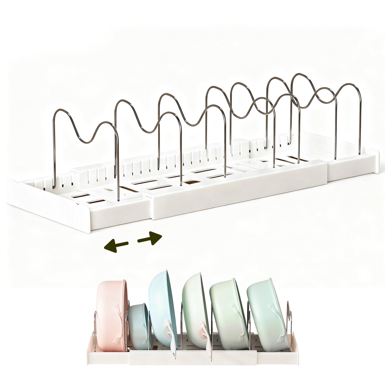 Chxaom Cupboard Organiser, Baking Tray Storage Rack - Adjustable Expandable Kitchen Organiser, Versatile Pan Lid Holder & Cookware Organiser For Cabinet, Drawer, Pantry Shelf