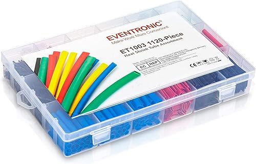 Miniatura 7 de Tubo termorretráctil 21, kit de tubo termorretráctil de aislamiento eléctrico surtido de envoltura de cable eléctrico Eventronic con caja (5