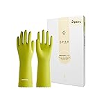 LANON 3 Pairs wahoo Skin-Friendly Cleaning Gloves, Dishwashing Kitchen Gloves with Cotton Flocked Liner, Reusable, Non-Slip, Bud Tender, Small
