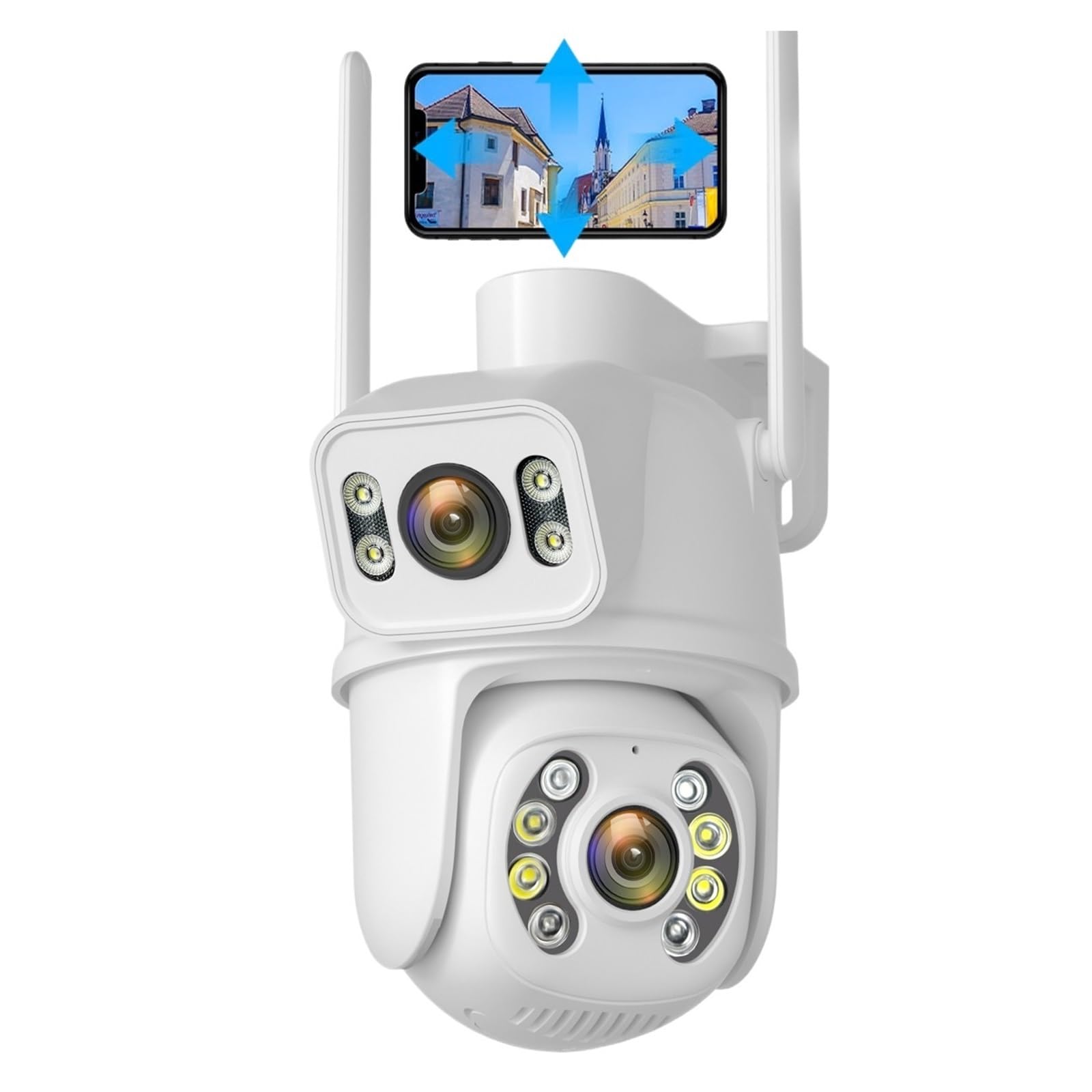 JVDDI Wifi Surveillance Camera Dual-Lens Human Detect CCTV Camera Night Vision 4MP Wireless Outdoor Security IP Camera (4MP Add 64G SD Card)