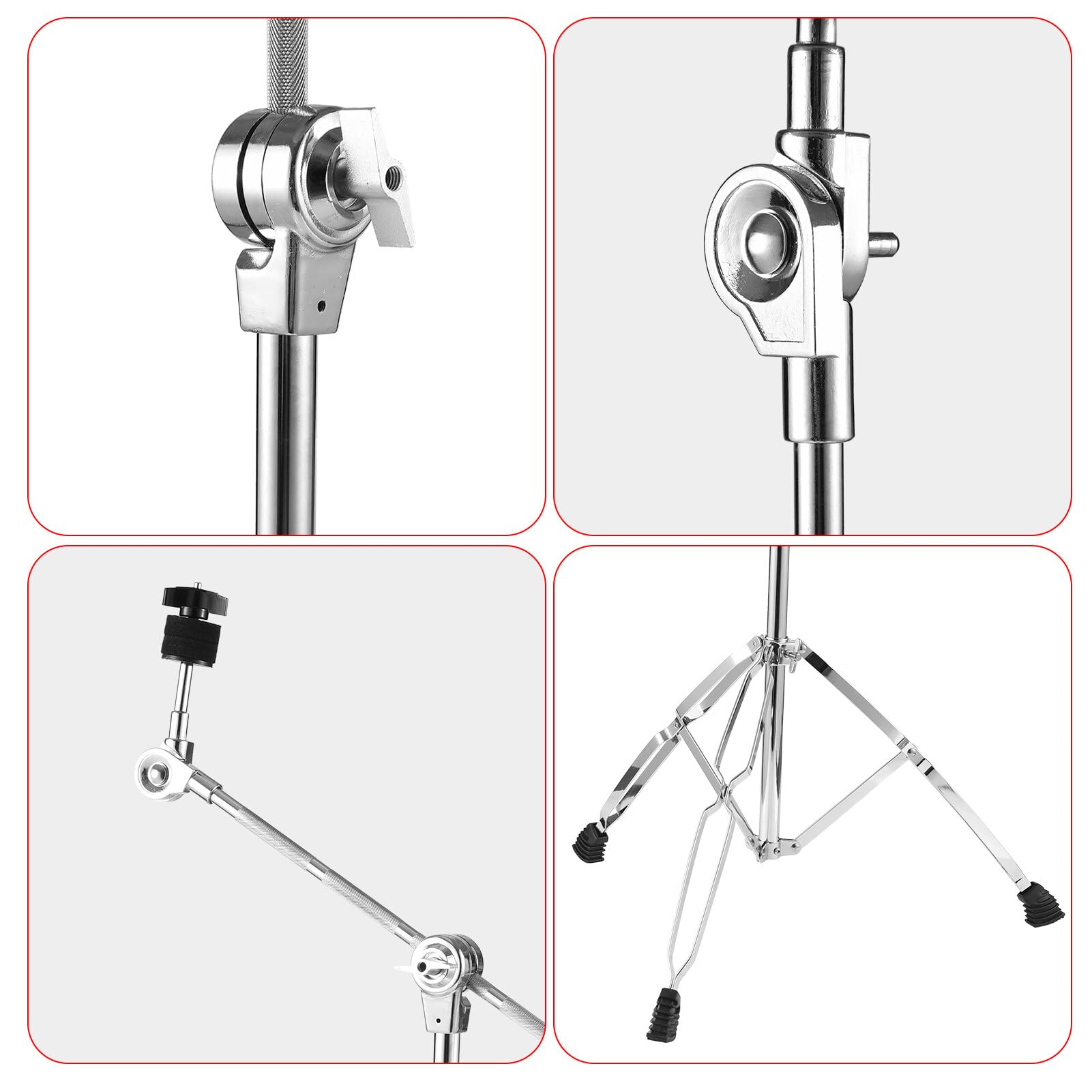 Support De Cymbale Droit Et Perche Robuste Sunydog - Pieds Doubles Réglables Pour Kit Batterie