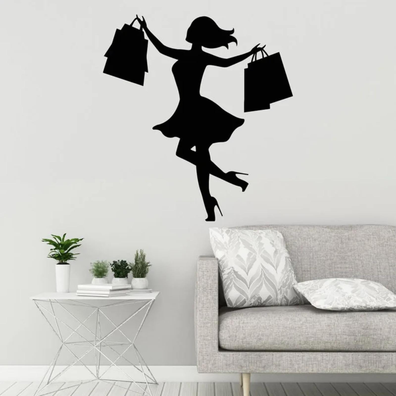 YOUOUSI Shopping Silhouette Girl Woman with Bag Sticker wall Decal Girl Room mall Shop Market Shop Window Glass Decoration