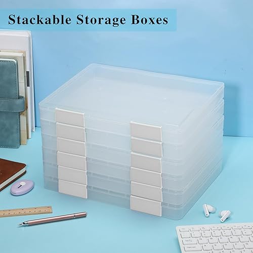 Miniatura 6 de PerKoop Caja de almacenamiento de plástico transparente A4, 6 unidades, caja de almacenamiento de plástico de papel, contenedor de almacenamiento de
