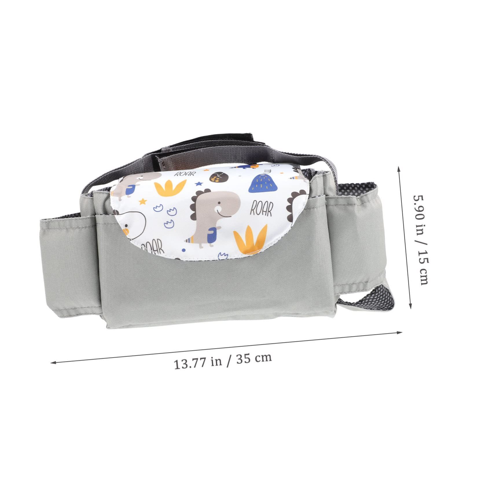 Kisangel 3stücke Kinderwagen Organizer Mit Flaschenhalter Multifunktionale Wickeltasche Für Babyartikel Praktische Aufbewahrungstasche Für Unterwegs Hellgrau Mit Dinosaurier-