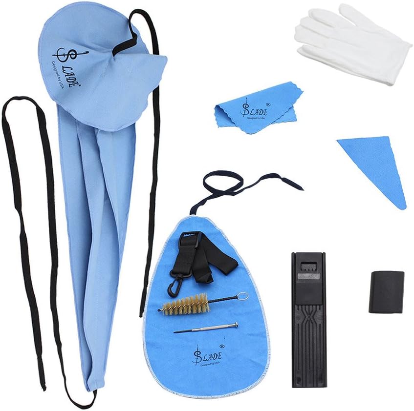 Mowind 10-in-1 Saxophone Cleaning Care Kit Belt Thumb Rest Cushion Reed Case Mouthpiece Brush Mini Screwdriver Cleaning Cloth Gloves : Musical Instruments