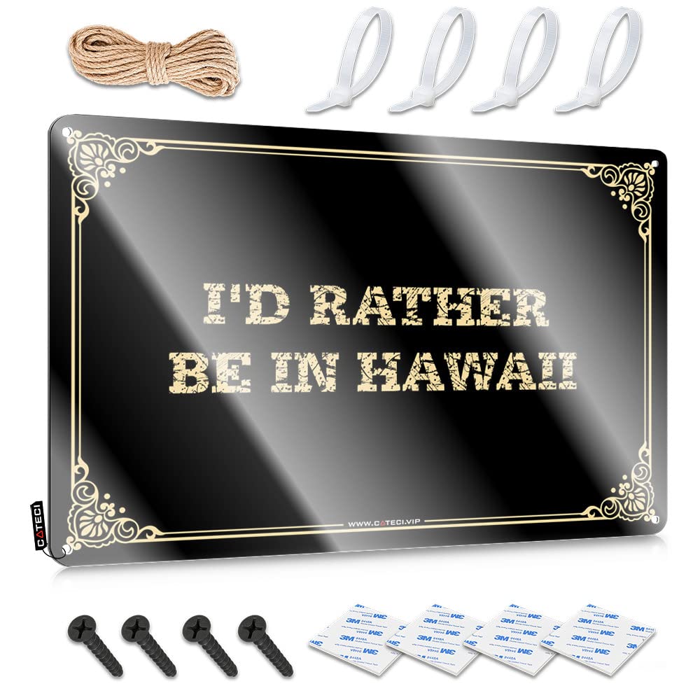 MGHTLCCME Home Decor For Men I'D Rather Be In Hawaii Tin Sign Room Door Decor In Home Bar Signs(30X40CM)