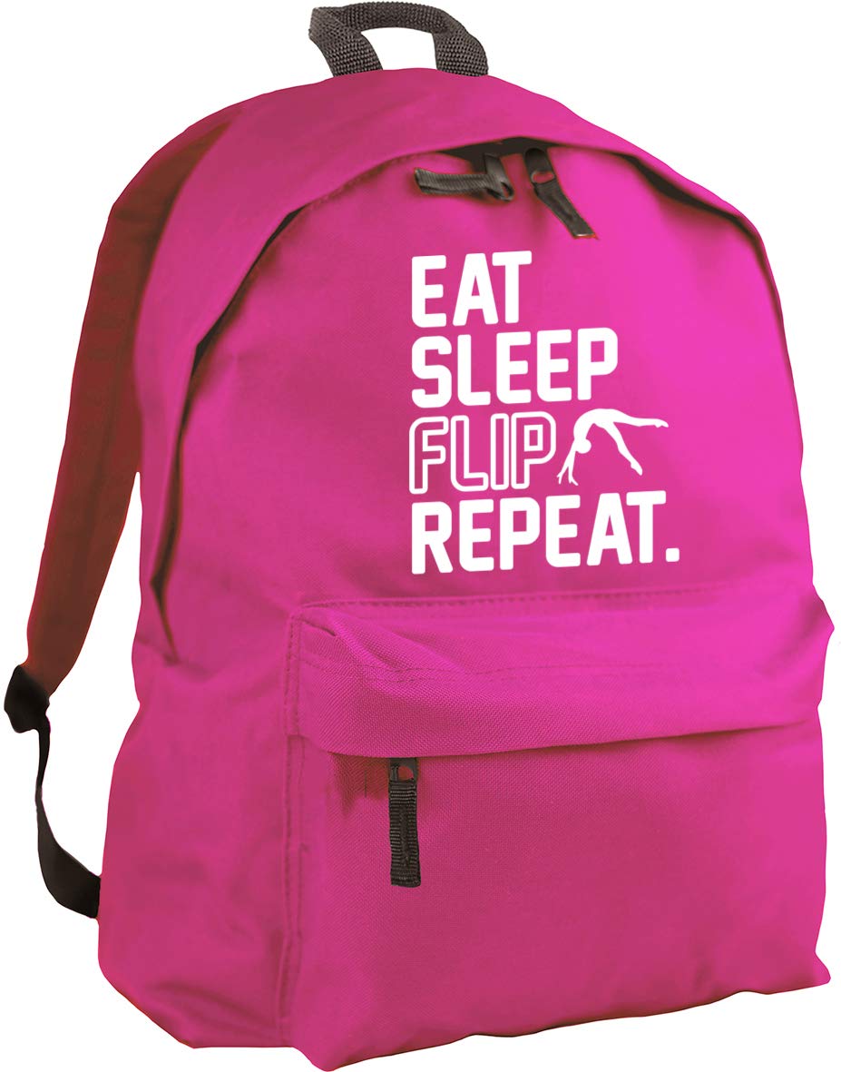 Hippowarehouse Eat Sleep Flip Repeat Gymnastics Gymnast backpack ruck sack Dimensions: 31 x 42 x 21 cm Capacity: 18 litres