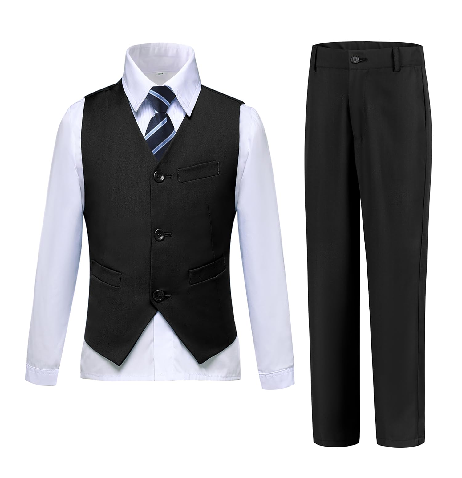 Boys Suits Slim Fit 4 Piece Formal Dresswear Suit for Kids Tuxedo Wedding Set Toddler Boy Dress with Vest Shirt Pants and Tie