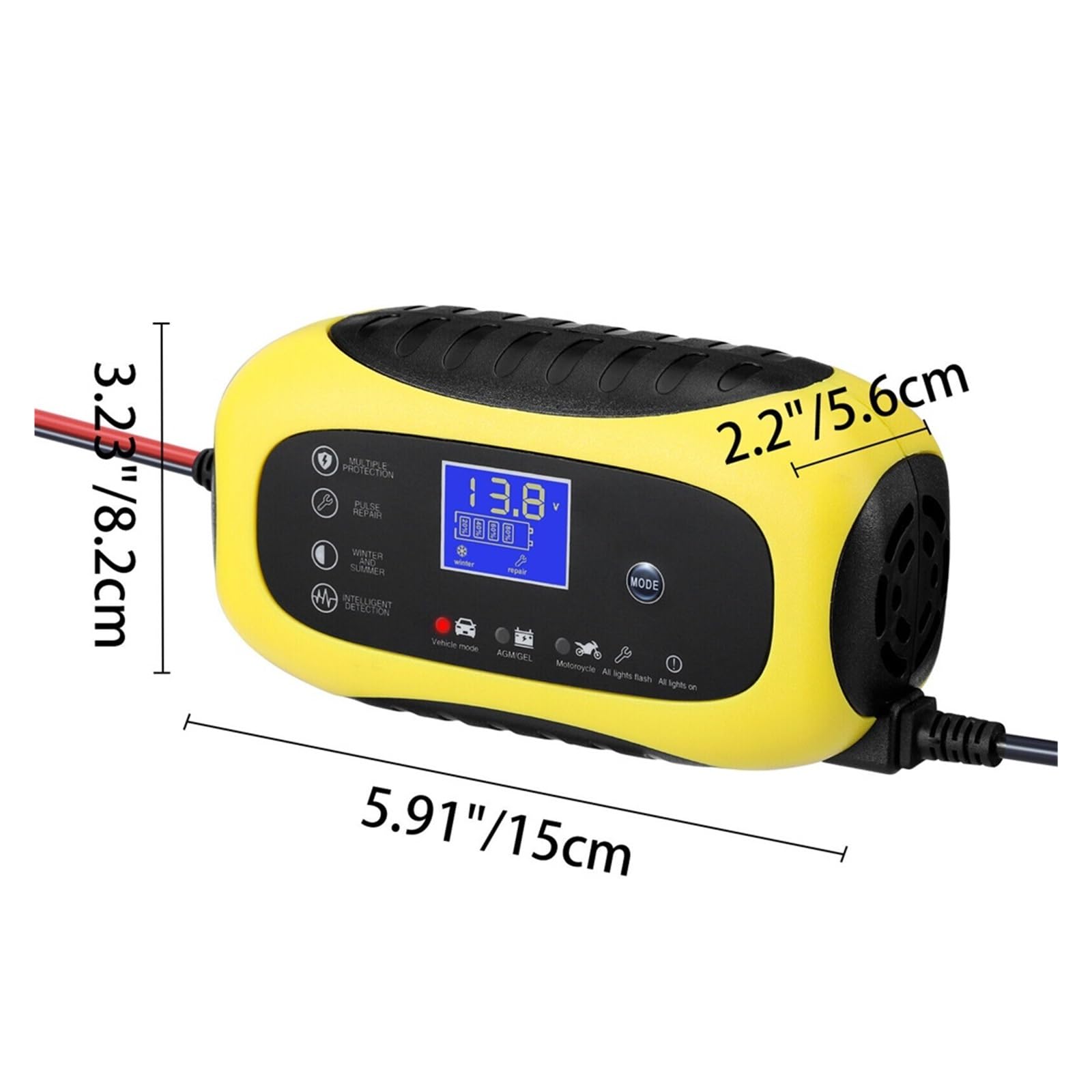 Przenośna Ładowarka Samochodowa Z Wyświetlaczem LCD Pulse Repair Charger 12V 6A Do Motocykli Samochodów Motocyklowych Precyzyjne łAdowanie