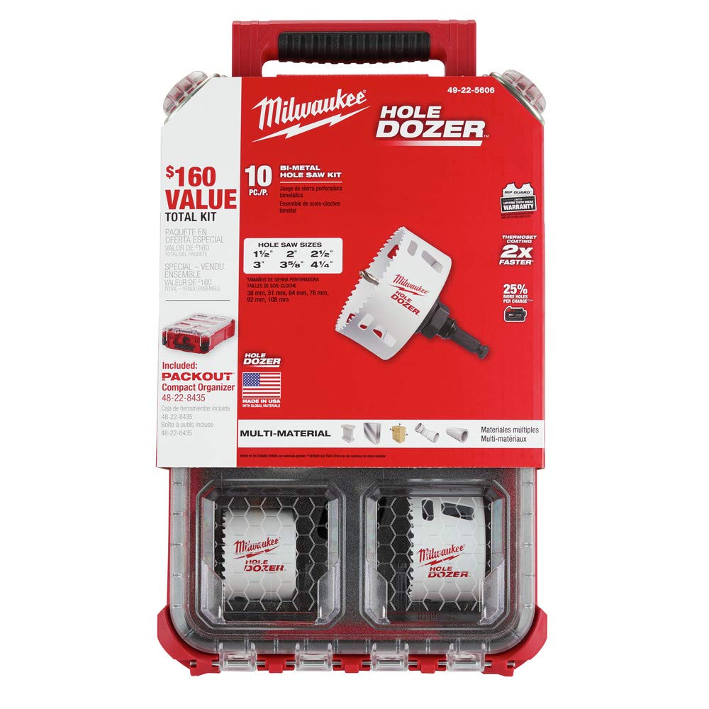 10pc Bi-Metal Hole Saw Packout Kit + 