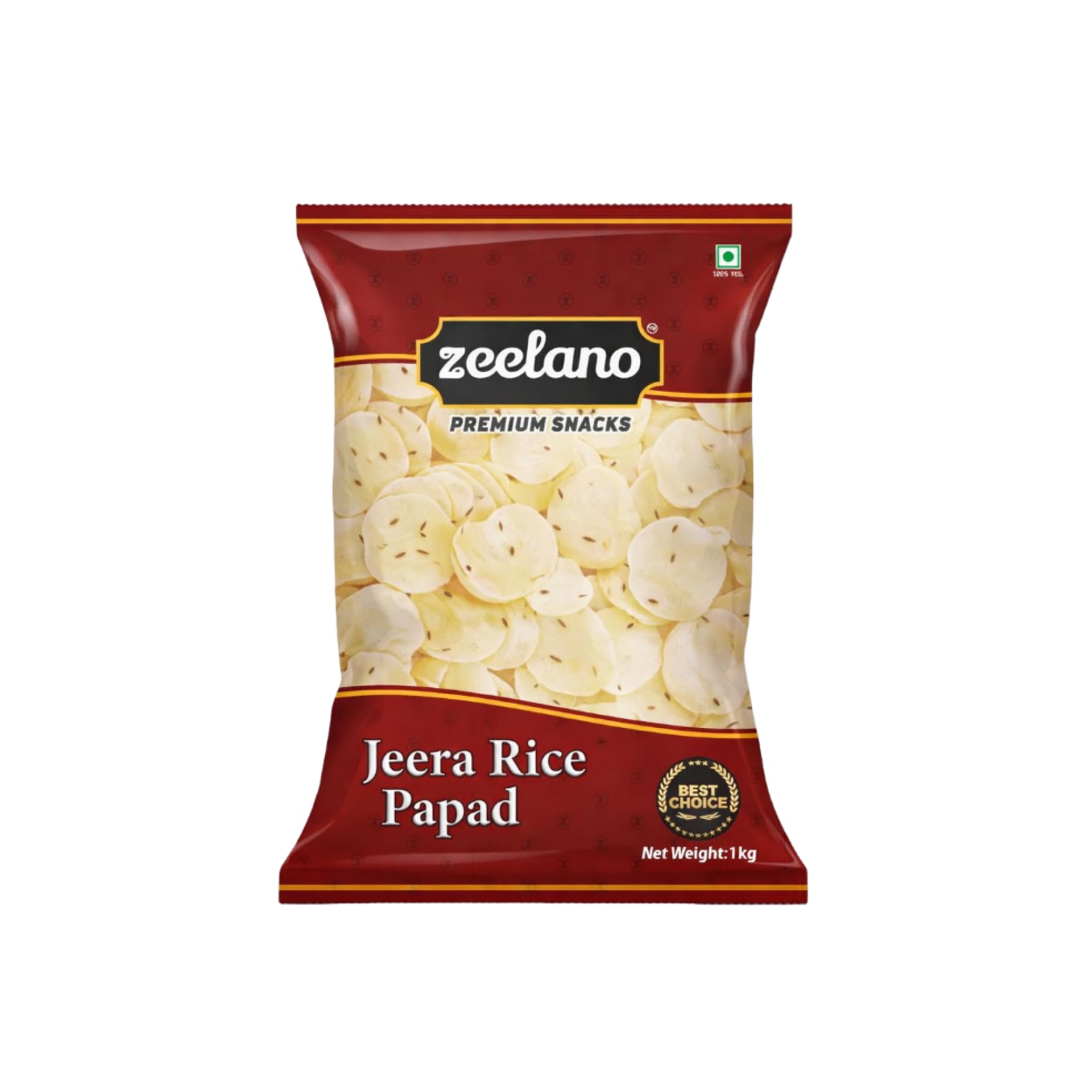 Zeelano Jeera Rice Papad, Traditional Indian Fryums, Ready to Fry Crispy Snack, 500g, Vegetarian