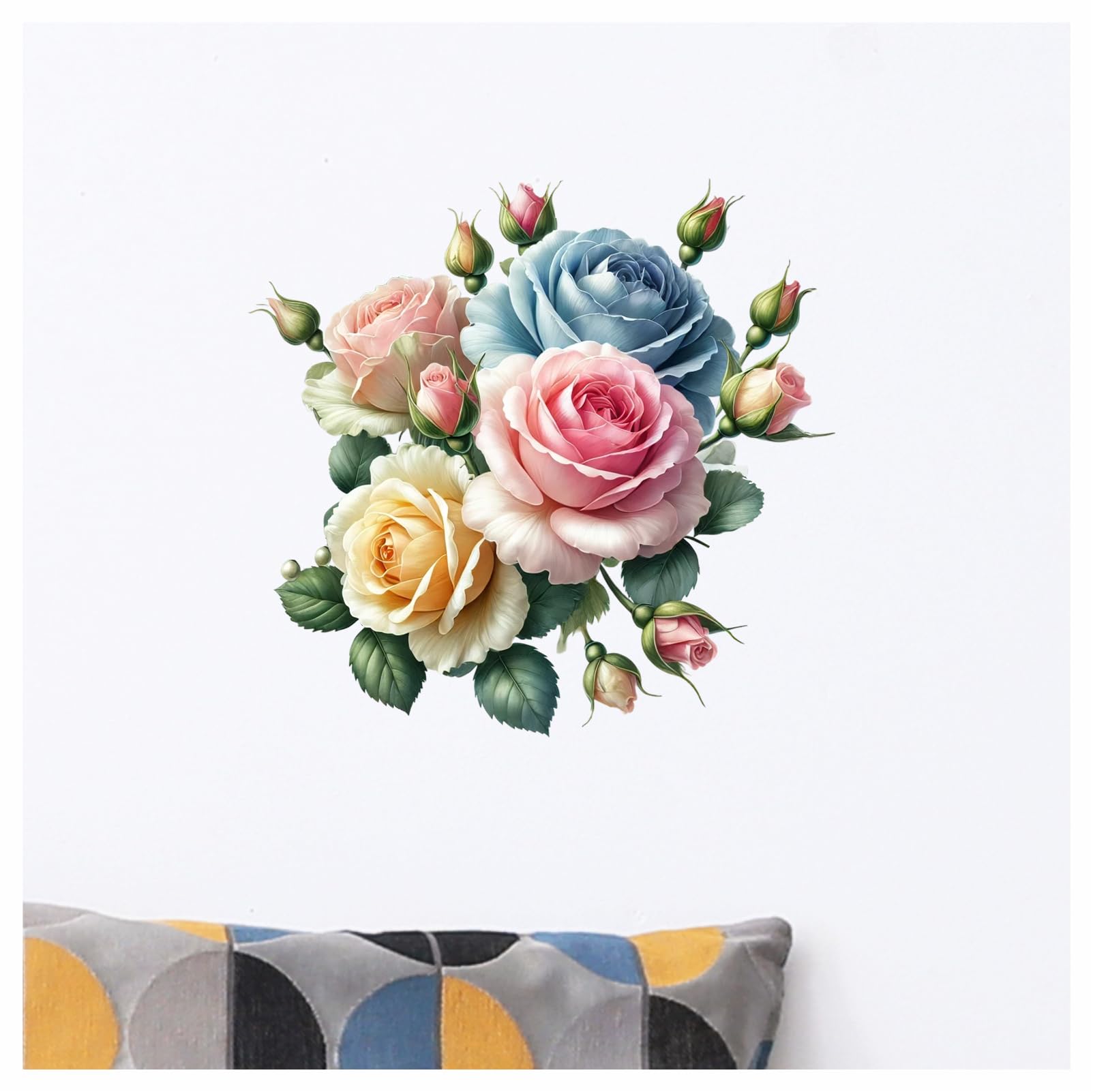 x4 Rose Vinyl Stickers Cover Marks Non Transparent Waterproof Floral Art Decals 1@ 20cm Tall Ideal for Toilets or car. 3@ 7cm Tall Ideal for Phone case Cups & Wine Glass (Rose Multicoloured) - Image 4