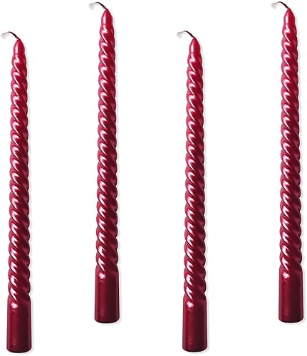 Kemladio 4 velas cónicas rojas de 10 pulgadas, velas cónicas sin perfume 8 horas, palitos de vela largos, velas de cena, palitos de velas altas,
