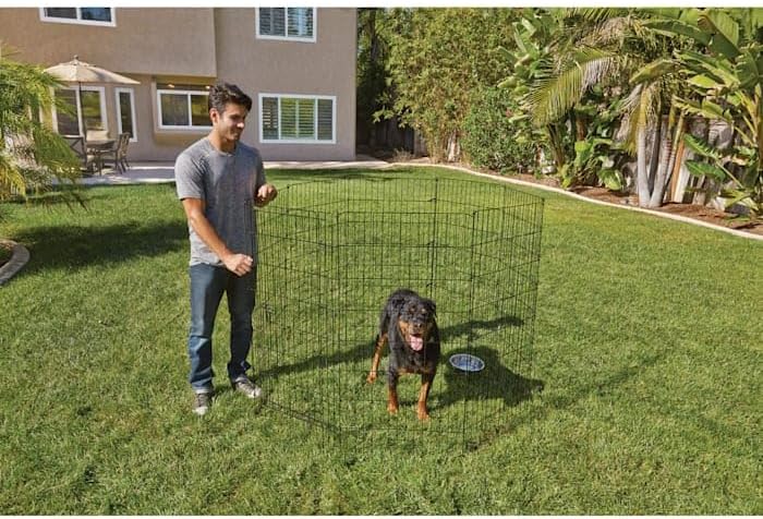 EveryYay by Petco Foldable Indoor/Outdoor Pet Exercise Pen Black: Without Feet 48" H