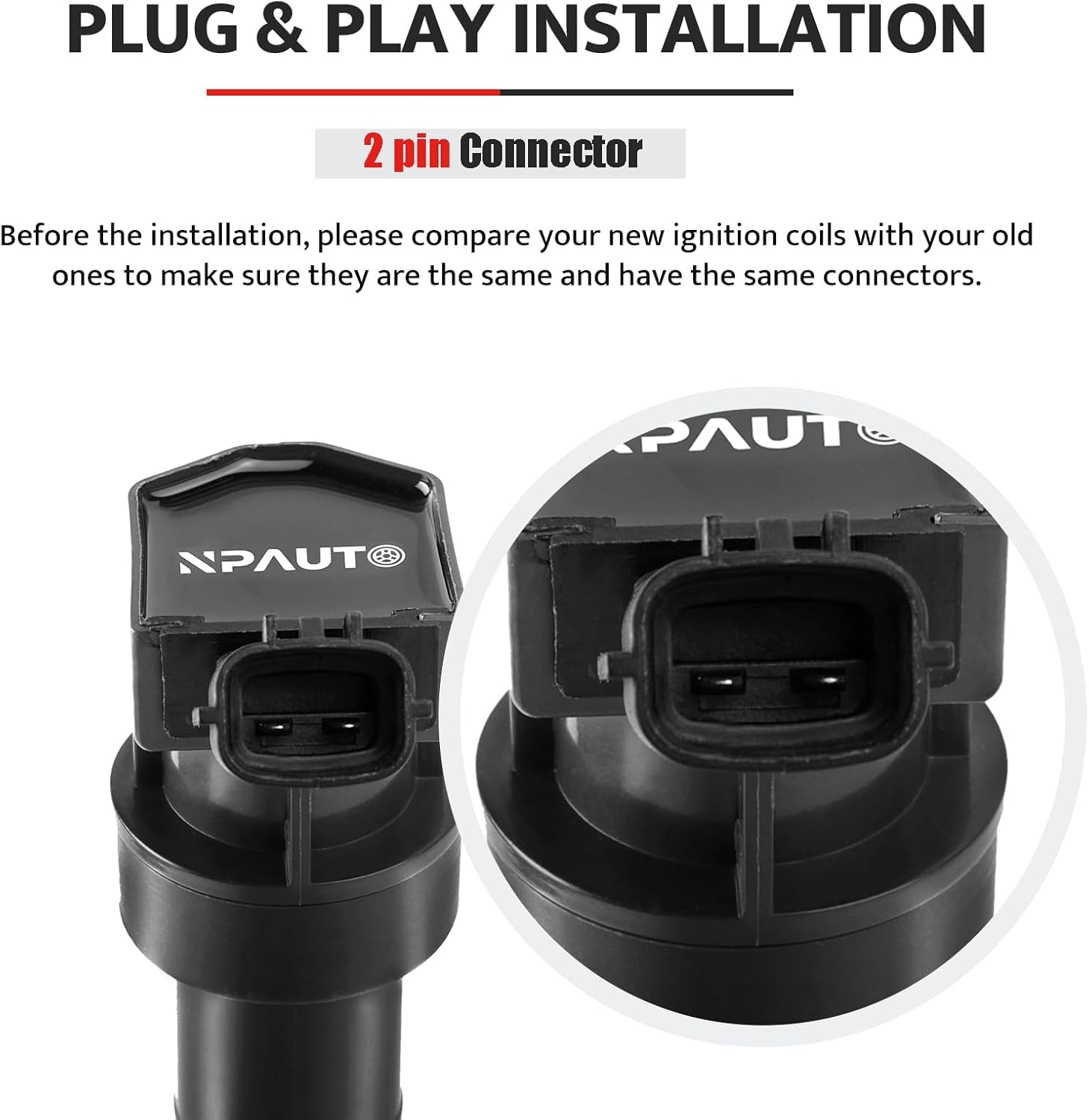 NPAUTO Ignition Coils Pack of 4 fit for 2.4 2.0 Hyundai Sonata, Kia Optima, Santa Fe Sport Tucson Genesis Coupe Sorento Sportage Forte Koup Rondo 2008 2009 2010 2011 2012 2013 2014 L4, 27300-3f100