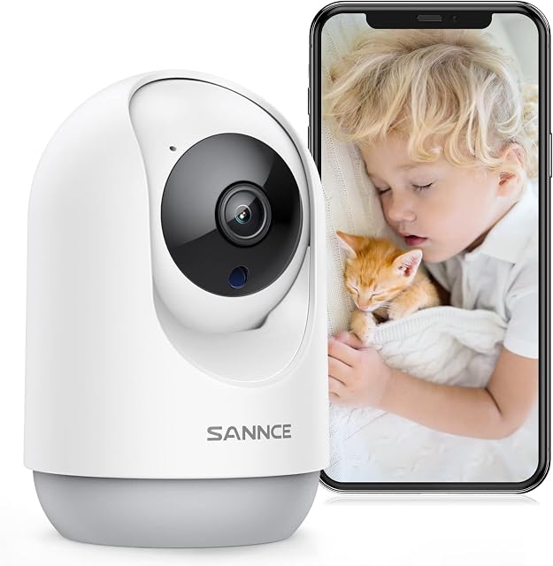 SANNCE 1080p Pan/Tilt Wi-Fi Security Camera, 360° HD IP Indoor Smart Camera with 2-Way Talk, Night Vision, Motion Alert, Cloud & SD Card Storage, Works with Alexa & Google Home, for Pet Baby Elder