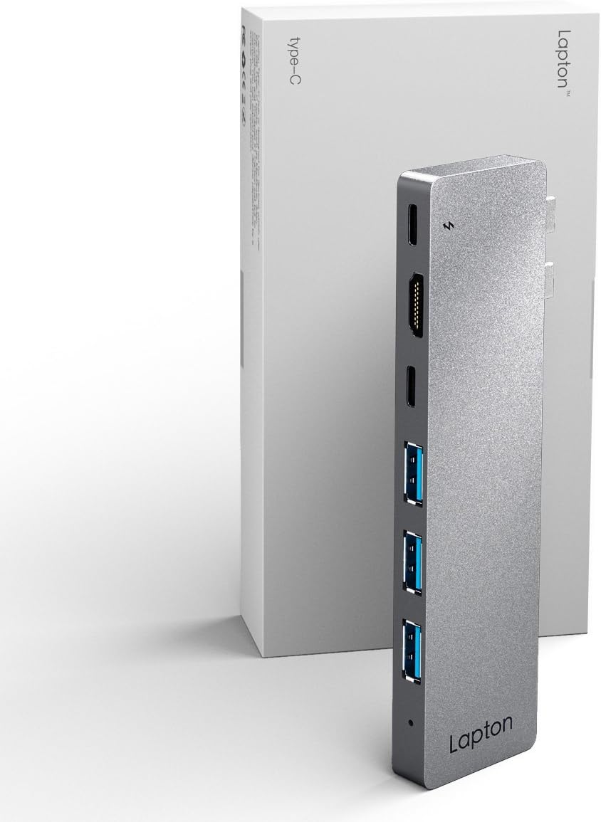 USB C Dock Adapter for MacBook Pro 2017 2018 2016 - Lapton Thunderbolt 3 Hub USB C Docking Station Type C Adapter with 4K HDMI Micro SD Card Reader USB 3 Ports for MacBook Pro 13" and 15" (Space Grey)