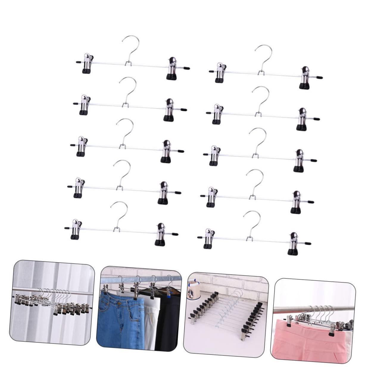 Perchas de ropa que ahorran espacio, perchas, 40 piezas de perchero de metal para pantalones, perchas de metal para pantalones con pinzas, perchas con pinzas para pantalones, perchas para ropa suelta,