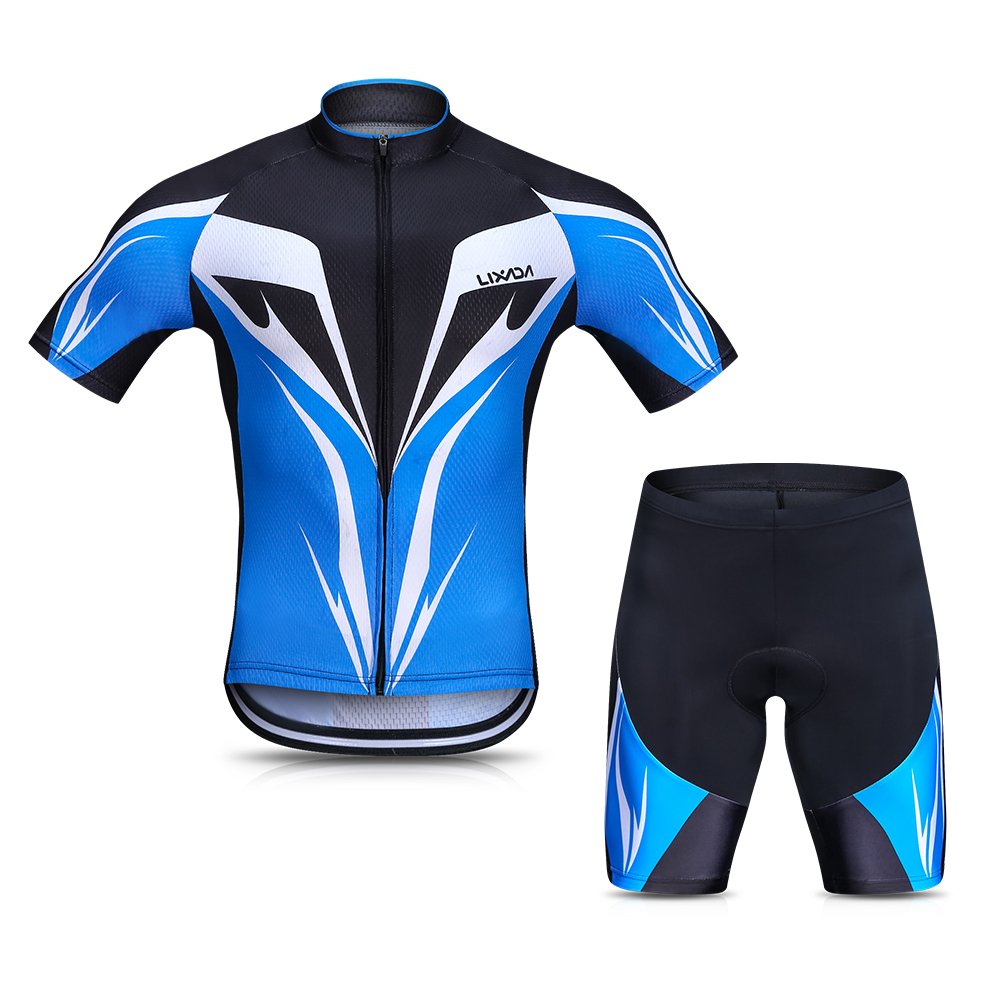 Lixada Uomini MTB Abbigliamento Ciclismo Set Tuta Traspirante Quick Dry Manica Corta Camicia Equitazione con Gel Ispessimento Pantaloncini MTB Abbigliamento Set