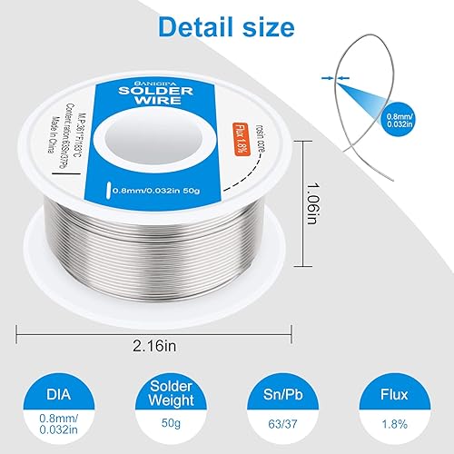 Miniatura 2 de BANIGIPA Cable de soldadura de núcleo de colofonia de 63-37 para soldadura eléctrica flujo 18 soldadura rápida bajo punto de fusión fluye bien