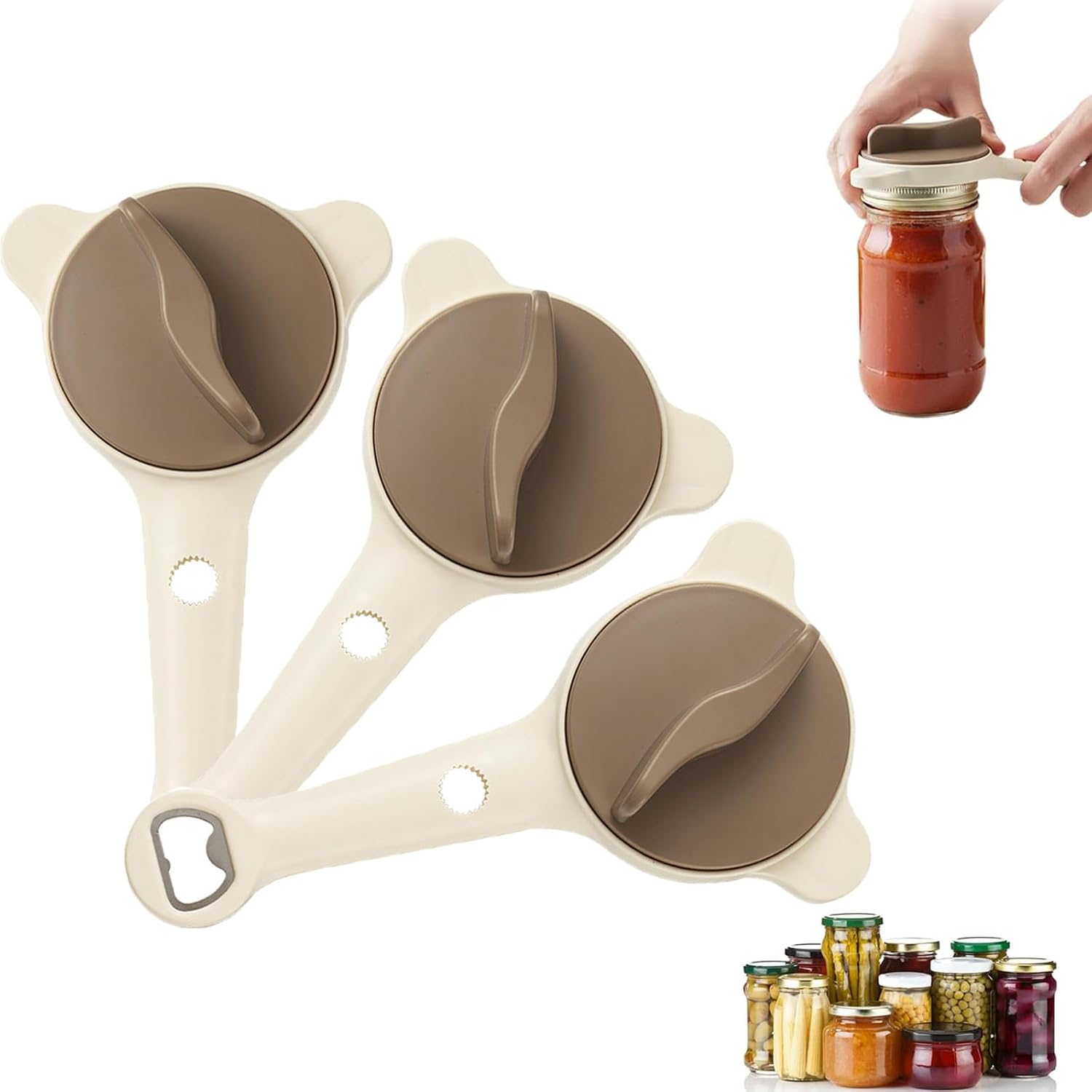 2026 New 4-in-1 Multi-Function Jar Opener, Adjustable Stainless Steel Bottle Lid Remover for Seniors and Kids Weak Hands and Arthritis, Universal Kitchen Tools Fit for Jars Bottles and Wine (3 Pcs)