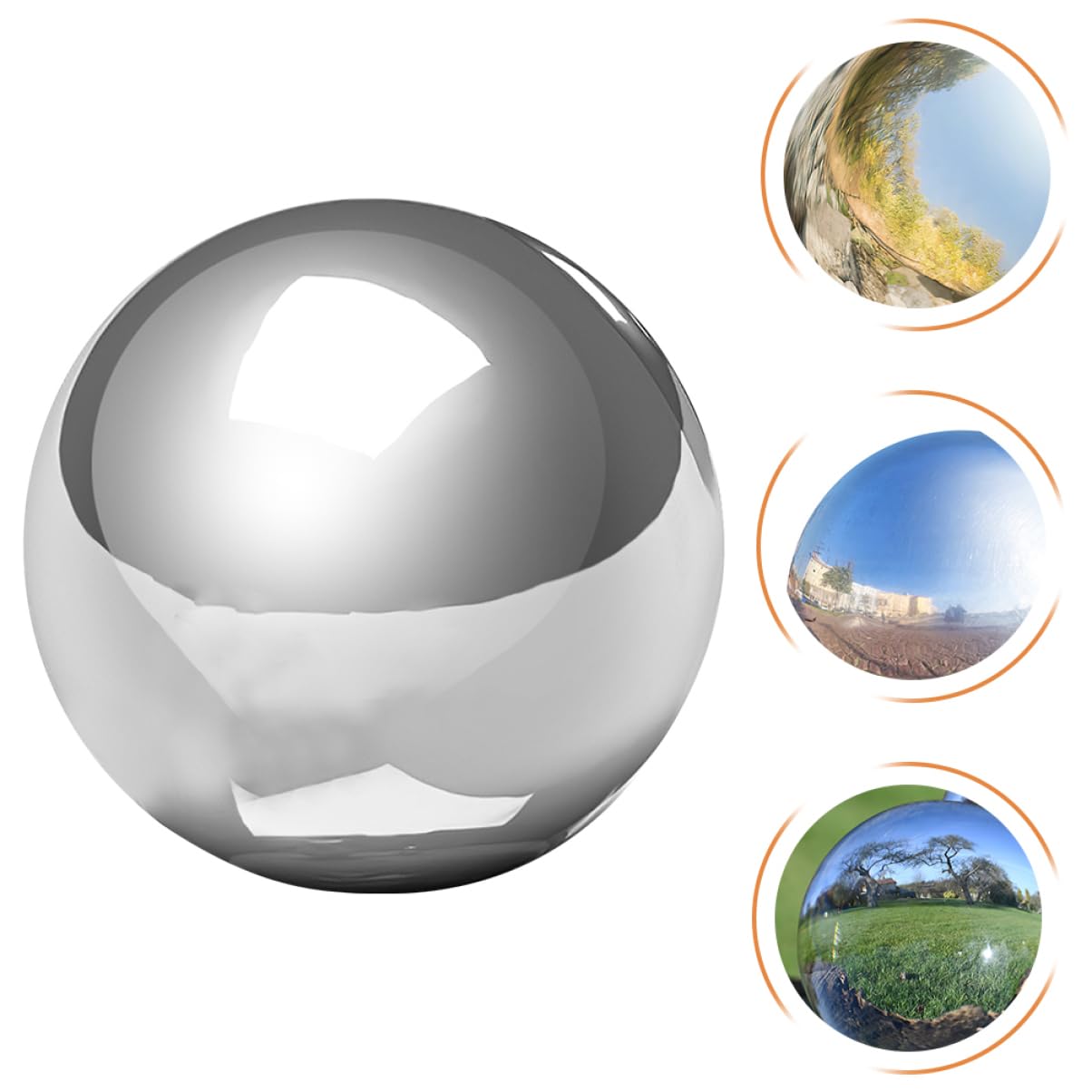 Abaodam Palla da Giardino Riflettente Lucidata in Acciaio Inox Argento