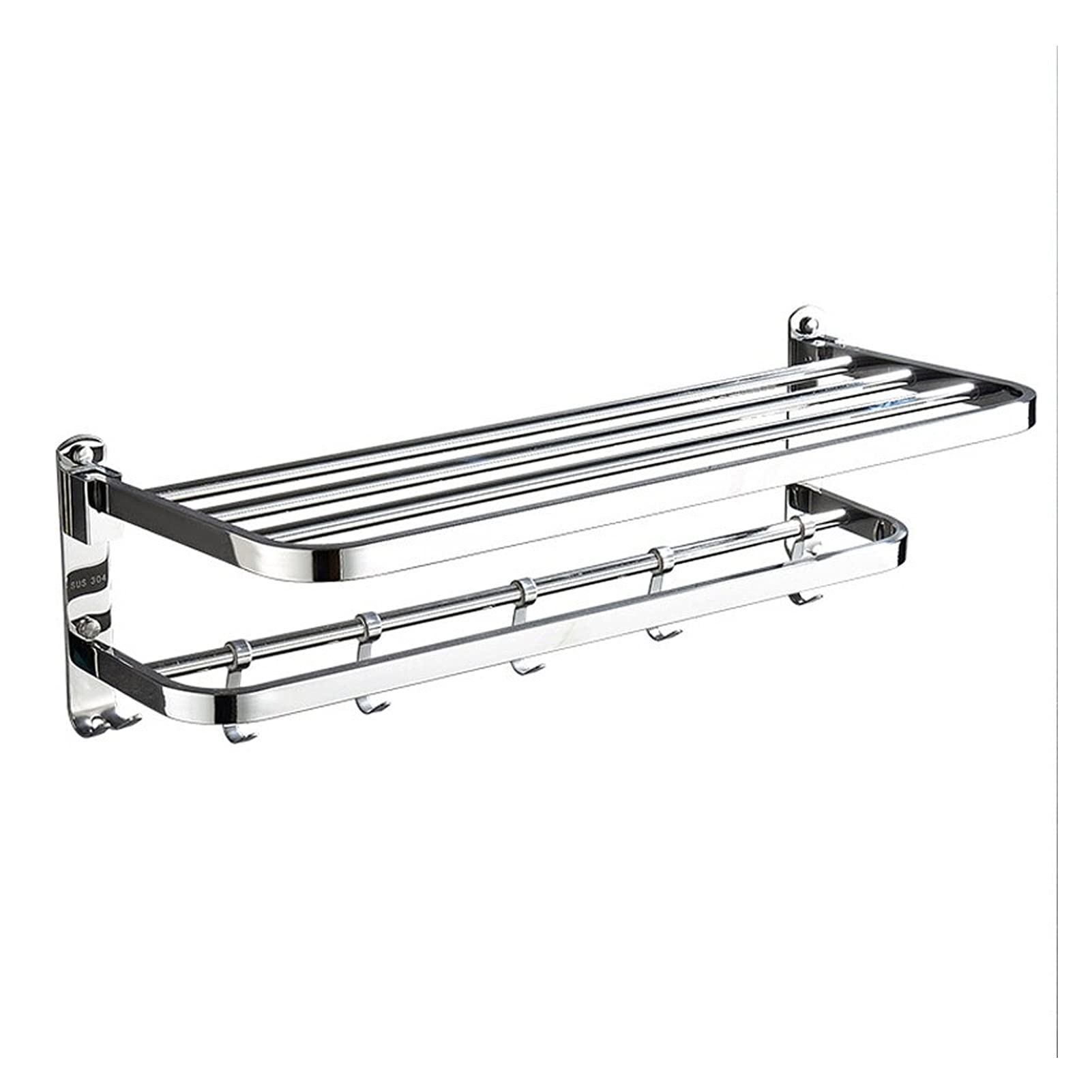 TOMYEUS Shower Caddy Bathroom Shelf Towel Racks for Bathroom Shelf with Foldable Towel Bar Holder and Hooks Wall