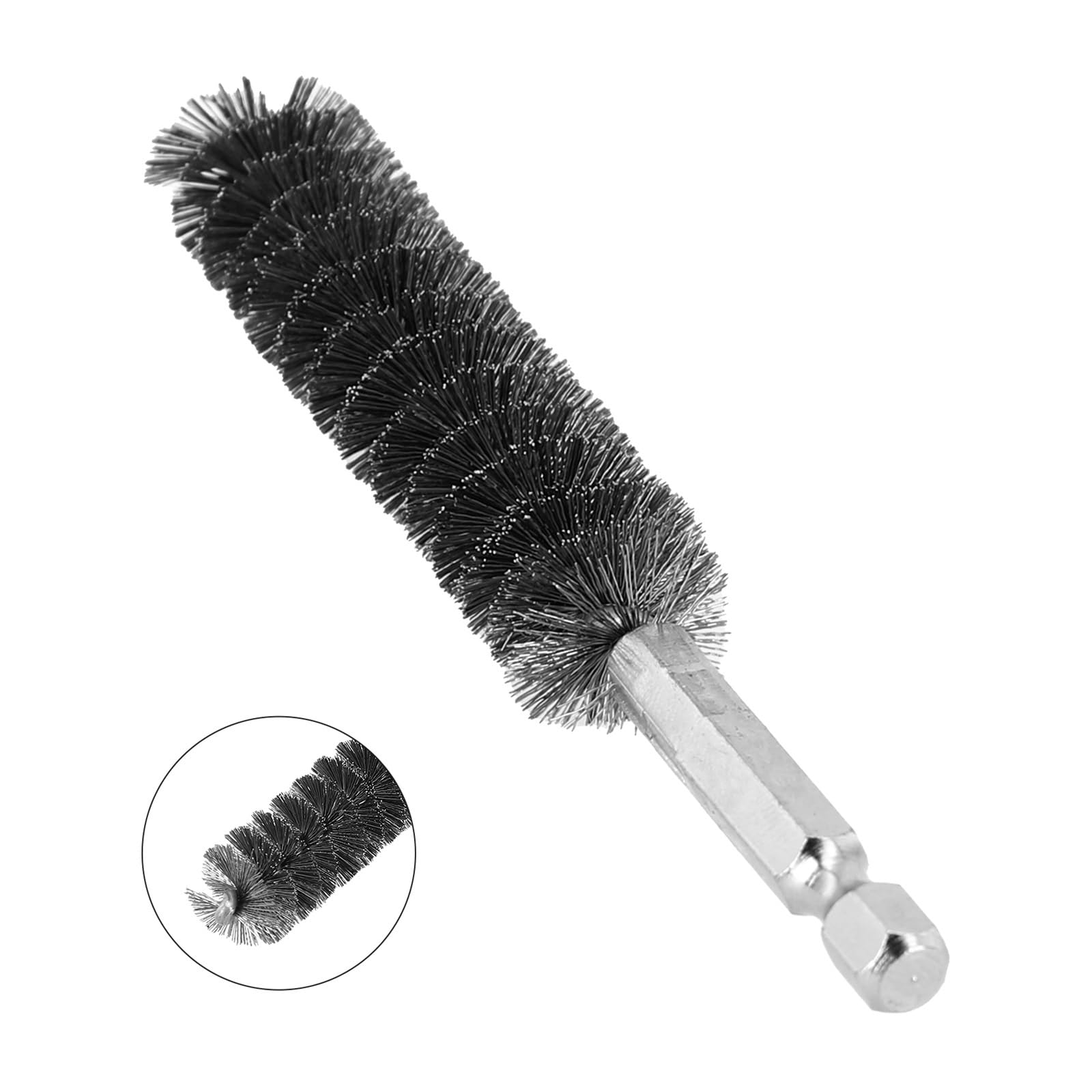 cepillo de alambre, El tubo del alambre cepilla la limpieza inoxidable torcida sistema de acero cepillo diámetro interior vástago hex. 1/4 pulgada(17mm)