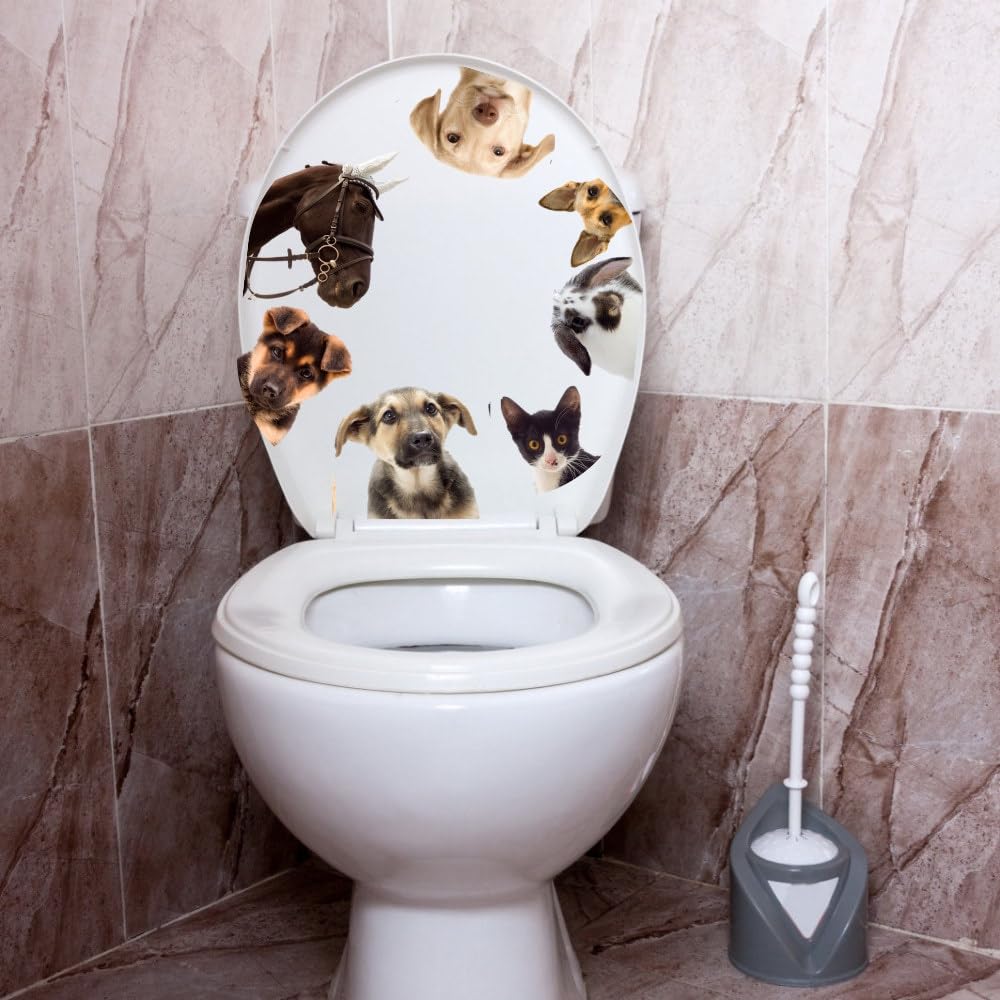 Autocollant Toilette Pour Chien - Décoration Amovible Et Rigolote Pour Siège De WC | Facile à Nettoyer