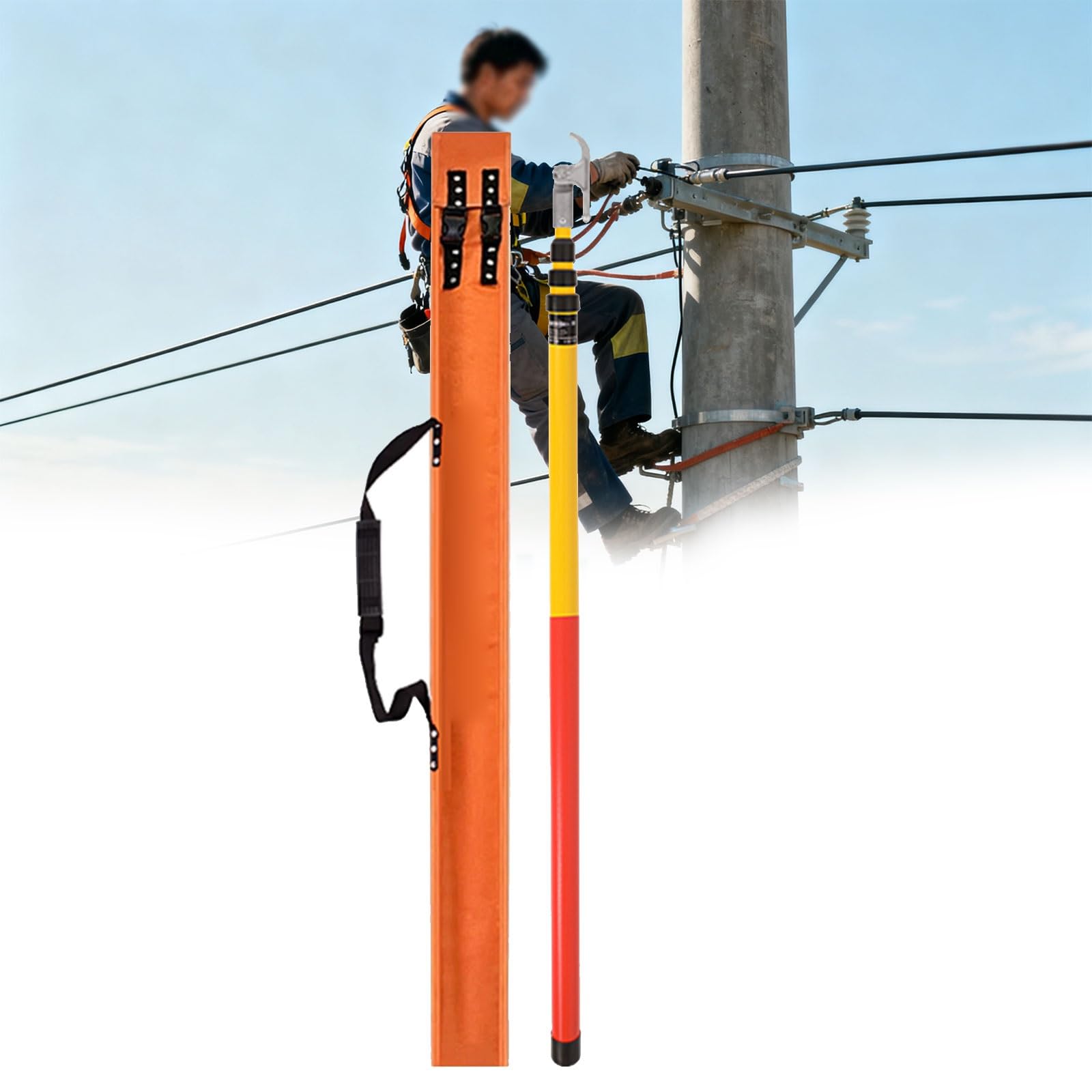 GTHTUHFD Insulated Emergency Rescue Hook, Safety Electrical Rescue Hook With Non-Slip Handle, For Power Plants/Factories/Car Repairs, With Storage Bag,size_name-8m/26.2ft