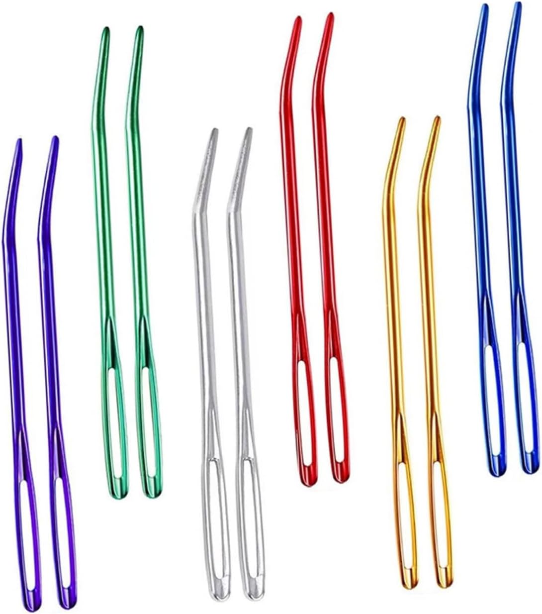 YARNOW 12pcs Mixed Color Bent Yarn Needles with Large Eyes Safety Tapestry Needles for Hand Sewing and Knitting Crafts Random Color
