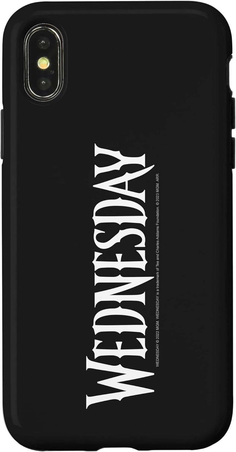 iPhone XR Wednesday TV Show Original Black & White Text Logo Case