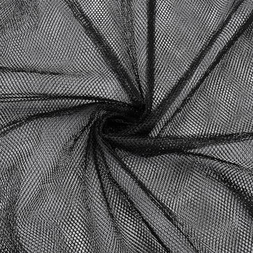 FINGERINSPIRE 1.6Yard/1.5m Black Mesh Fabric 1.5m Wide Slightly Stretchy Fabric Polyester Mesh Fabric for Sewing Black Fabric for Hat Decoration Wedding Dress Fabric for Bridal Dress Skirts DIY Crafts