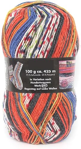 Miniatura 1 de Hilo de calcetín de 4 capas de ópalo según la colección Hundertwasser, 75% lana 25% poliamida teñido espacialmente colorido hilo para tejer y tejer