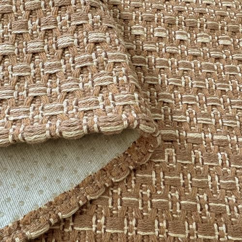 Tan Brown Boho Braided Entryway Rug 2x3 ft,Solid Indoor Small Area Doormat | Neutral solid braided mat suitable for front porch,bathroom,kitchen and b