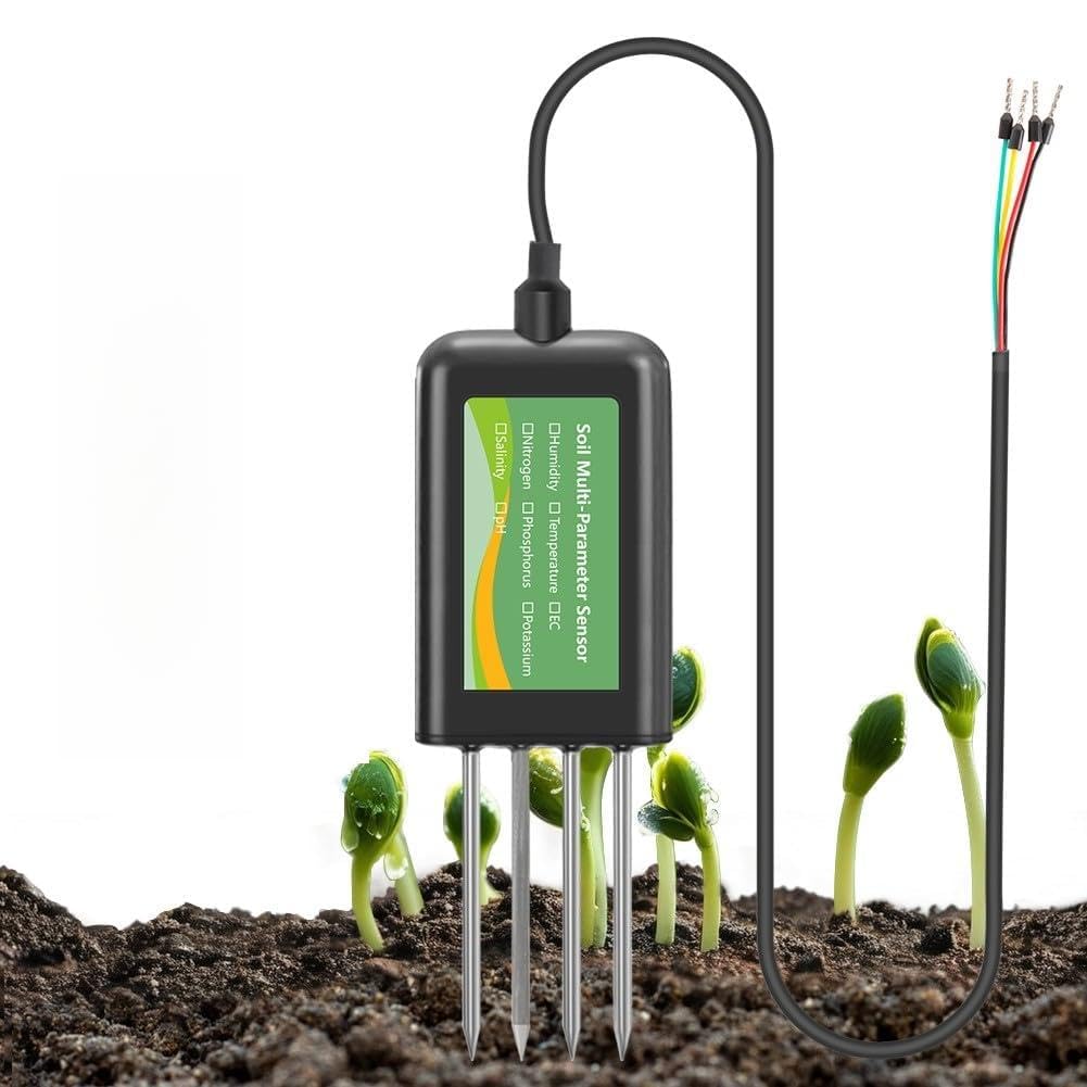 Sensor de suelo rs485 con medidor de pH, NPK, humedad, temperatura y salinidad, sonda de acero inoxidable IP68 para agricultura inteligente y agricultura