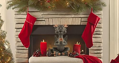 Miniatura 7 de JFSM INC. Dragón feliz negro orando meditación Zen Yoga Figurita Fantasía Decoración Coleccionable