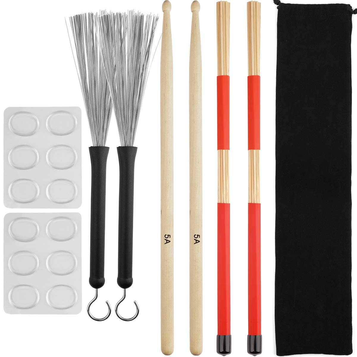 Sponsored Ad – SYOSI Drum Sticks Set, 5A Maple Wood Drumsticks Set - Includes Drum Rods Brushes, Retractable Drum Wire Brushes, 12PCS Drum Dampeners, and Portable Bag - Perfect for Kids and Adults