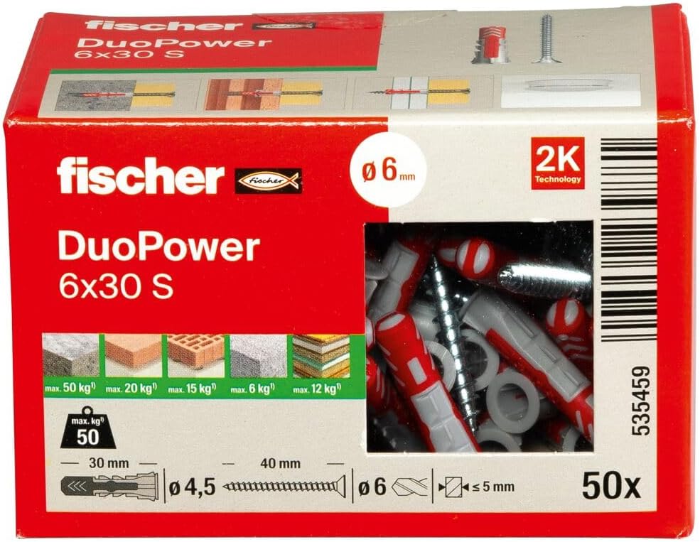 Fischer Duo Power Universal Wall Anchor with Screw, 535459