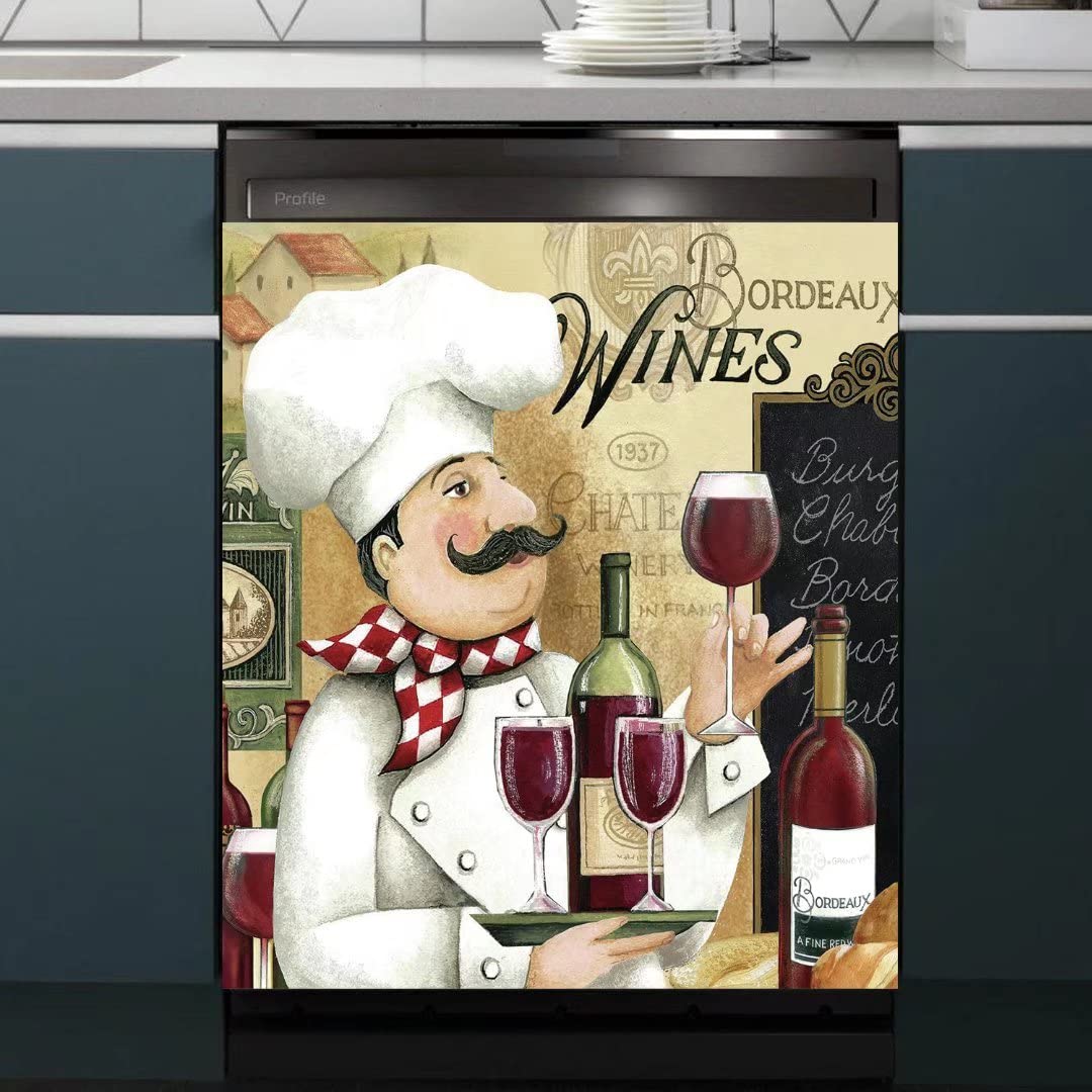 Buy MLGB Chef and Wine Kitchen Decor Stickers Dishwasher Cover