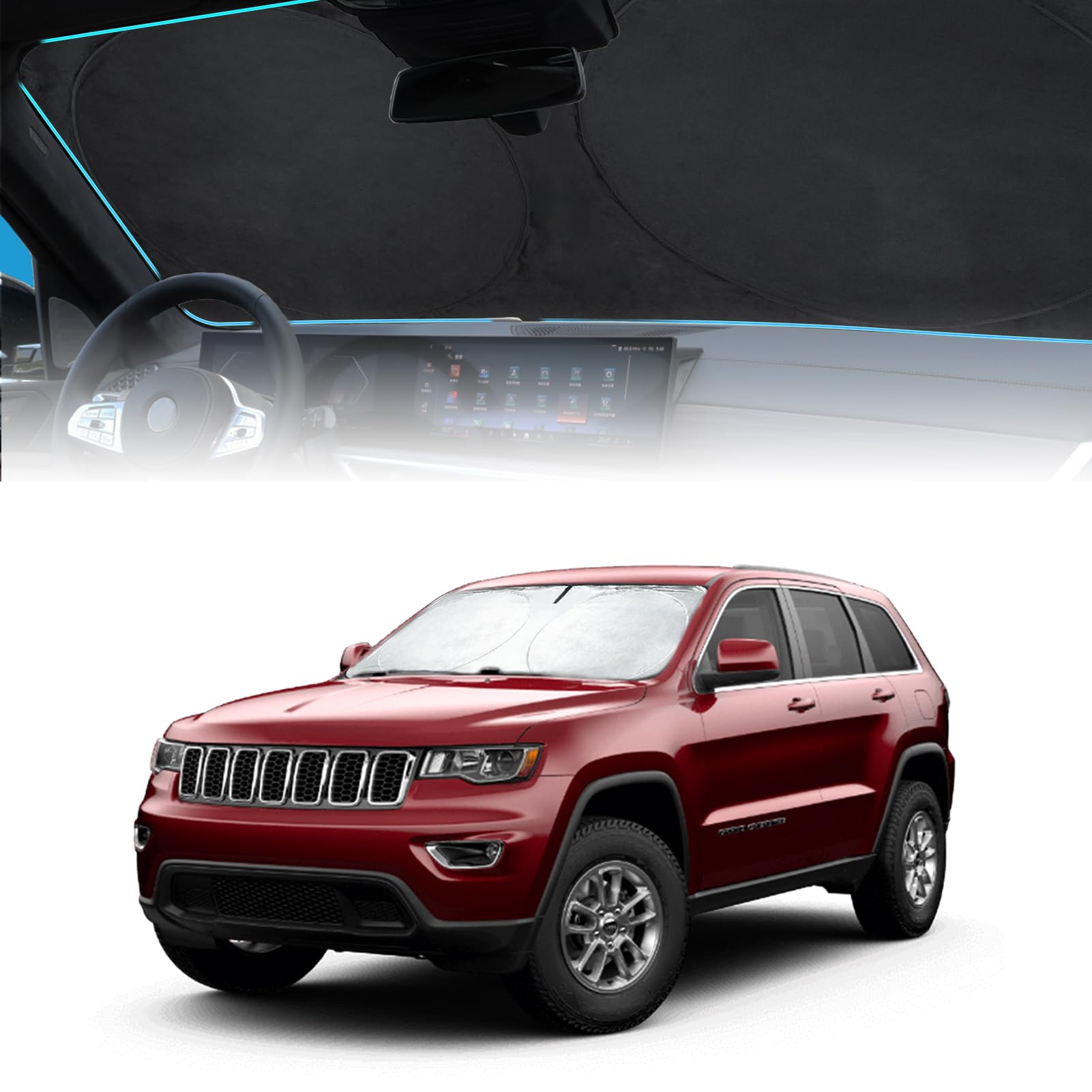 Windshield Sunshade for Jeep Grand Cherokee 2011-2024 2025 2026 Sun Visor