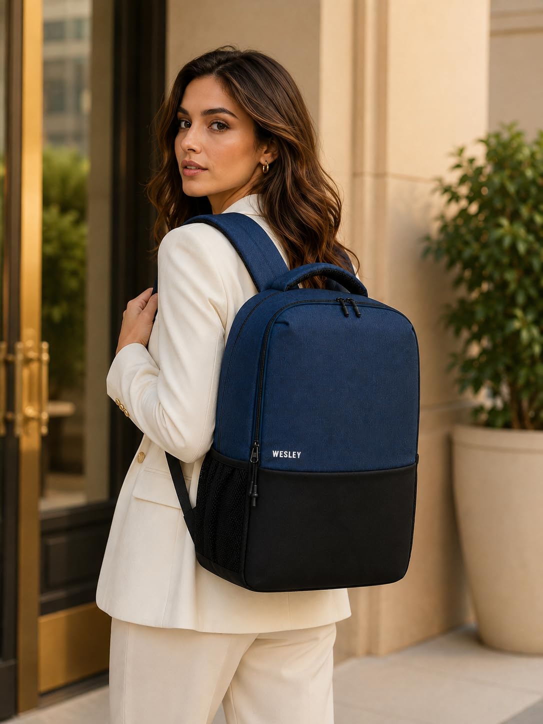 Wesley Milestone 2.0 Casual Waterproof Laptop Backpack/Office Bag/School Bag/College Bag/Travel Backpack (Dimensions:13x18 inches) (Compatible with 39.62cm(15.6inch laptop) 30 L (Blue & black) 1