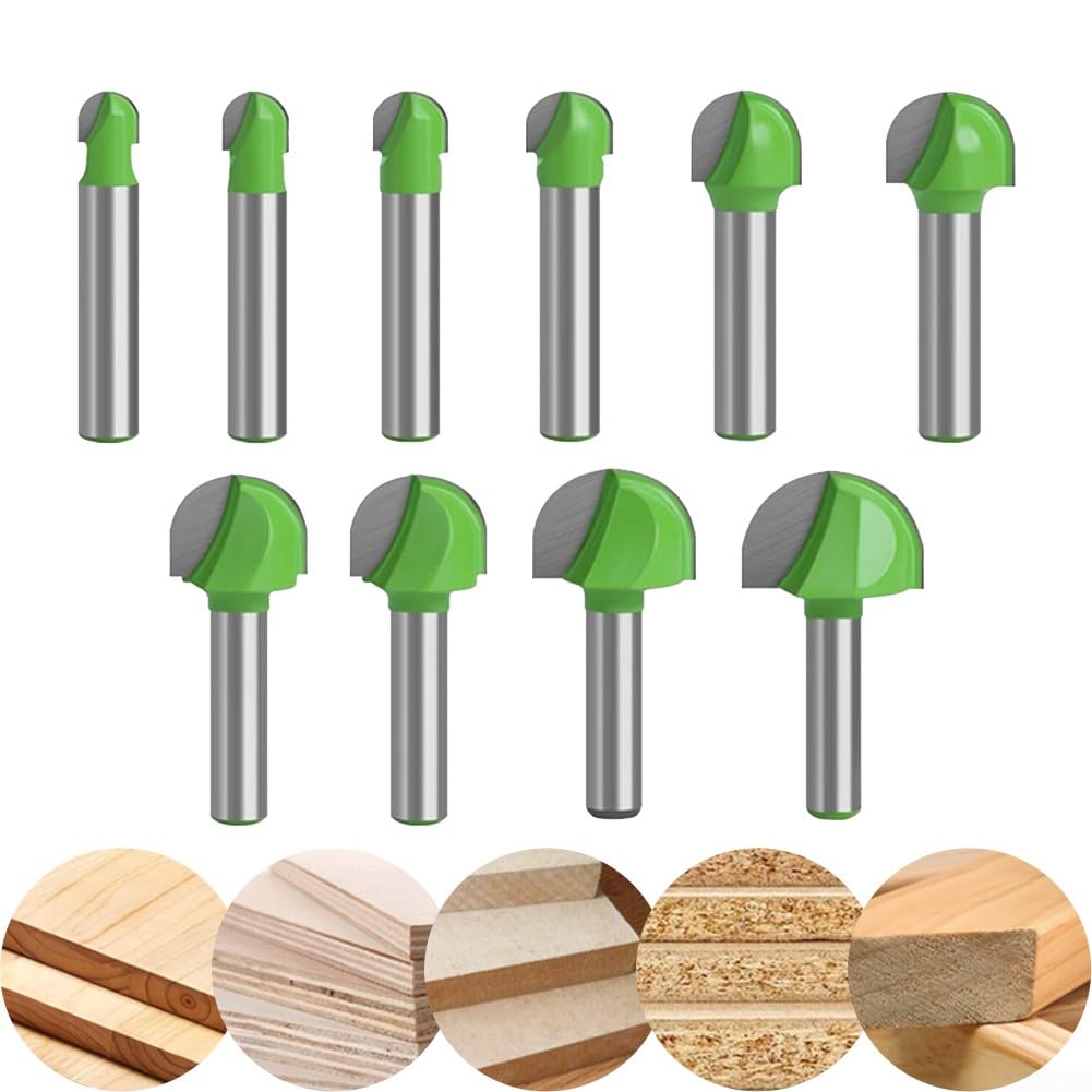DAZZLEEX 1Pc 8Mm Shank Ball Nose End Mill Round Nose Cove CNC Fraisage Bit Radius Core Green,8X6