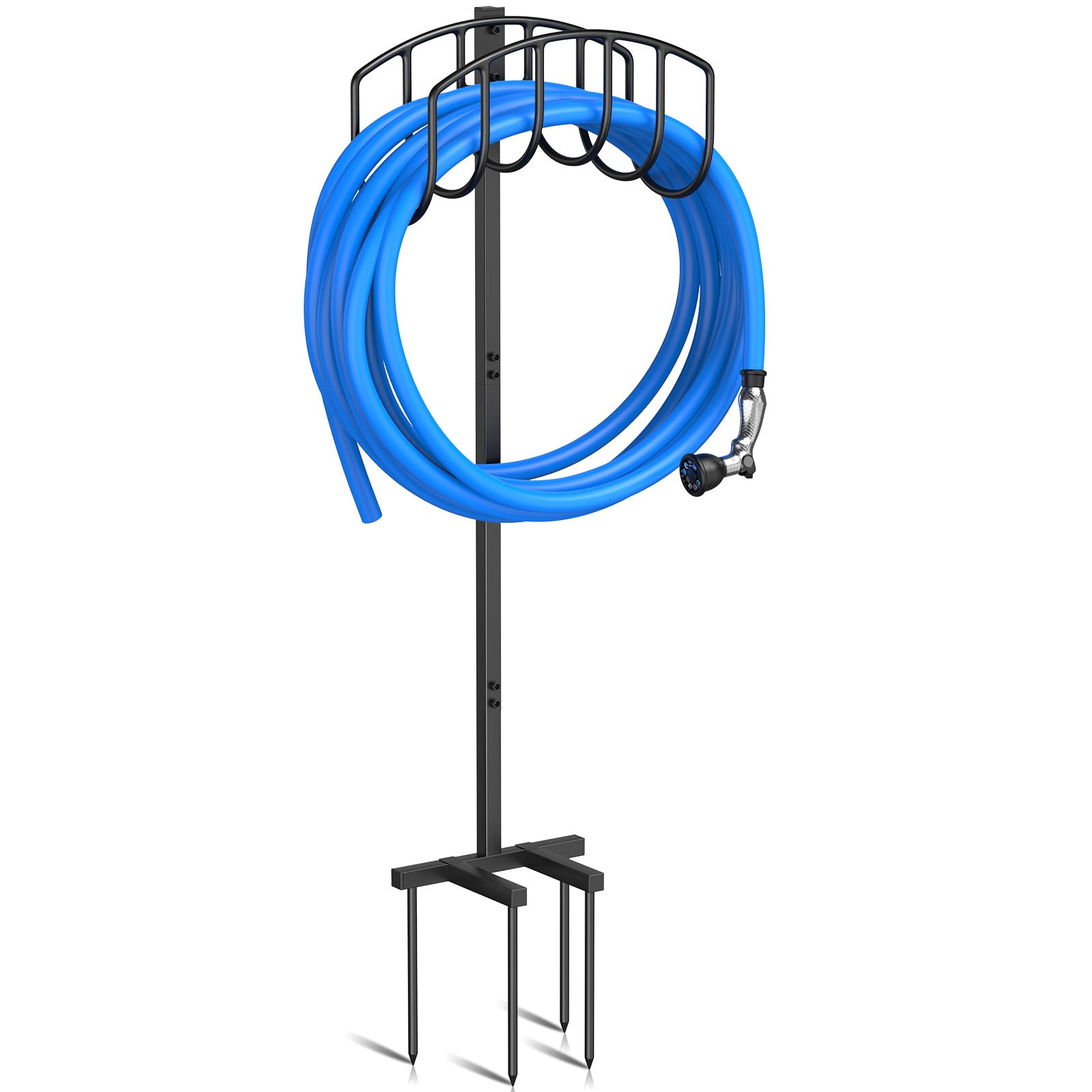 Soporte para Manguera de Jardín de 109,5 cm, Elegante Soporte de Pie, Soporte Metálico Extraíble para Manguera de Jardín, para el Jardín y el Césped