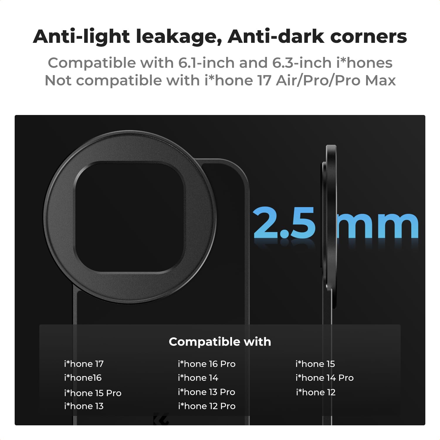 K&F Concept Magnetyczny uchwyt na filtr do telefonu 15.5 cm z gwintowanym filtrem 67 mm ND2-32 adapter do telefonu kompatybilny z iPhone 16, 15, 14, 13, 12 (Pro)