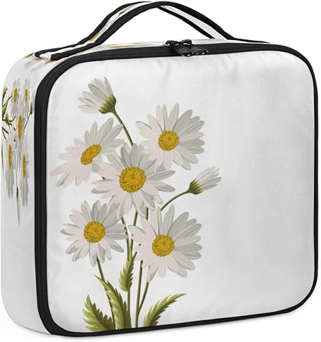 Bolsa de maquillaje de viaje para mujer, grande, cuadrada, portátil, profesional, de tren de coqueta, estuche de cosméticos con asa, ramo de