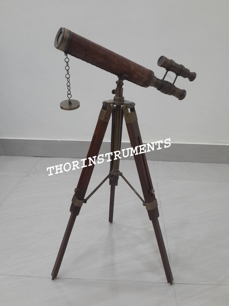 Nautical Antique Brass Telescope Vintage Double Barrel Table & Desk Decor Tripod Rustic Vintage Home Decor Gifts