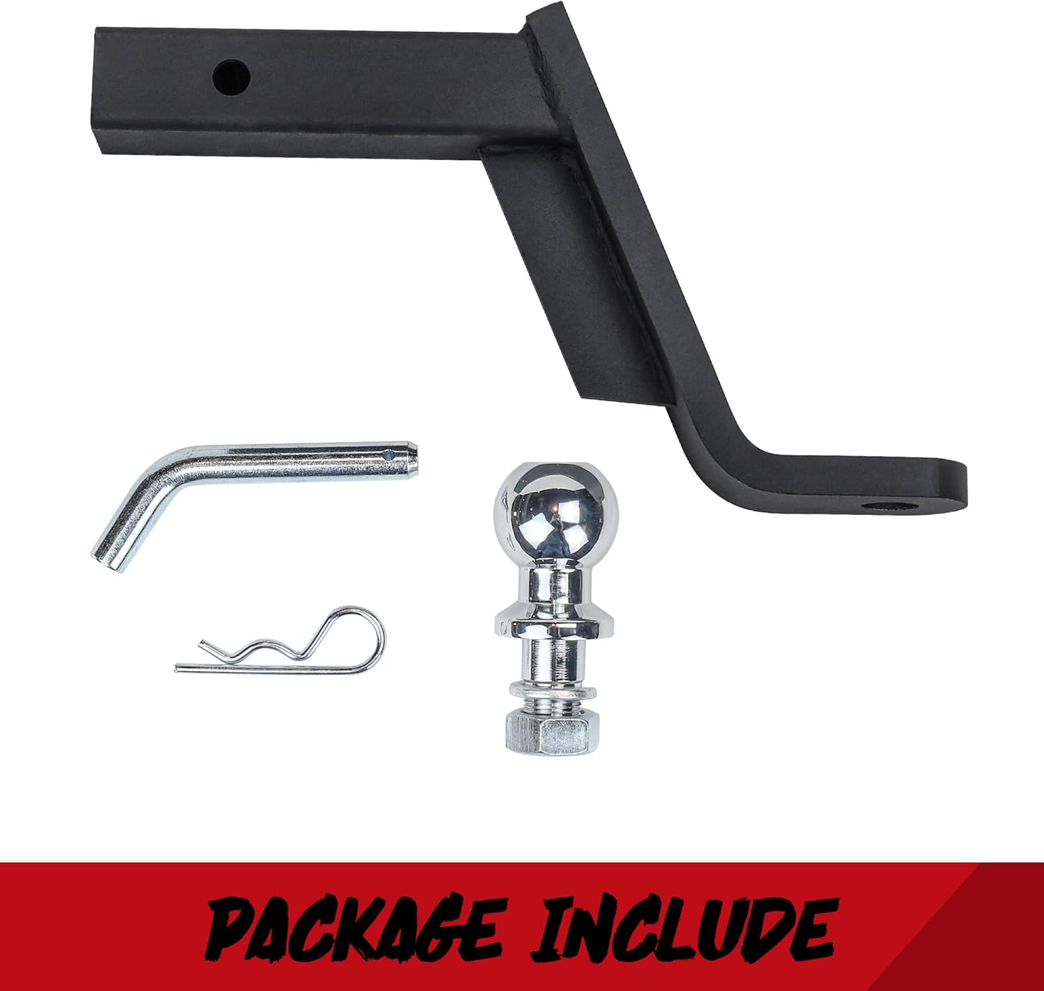 DBXB-RV Trailer Hitch Ball Mount Fits 2-Inch Receiver, 8" Drop, with 2" Trailer Ball and 5/8" Hitch Pin Clip. 5,000 lbs Capacity. Tow Hook Black Matte Powder Coated for Permanent Anti-Rust/Corrosion.