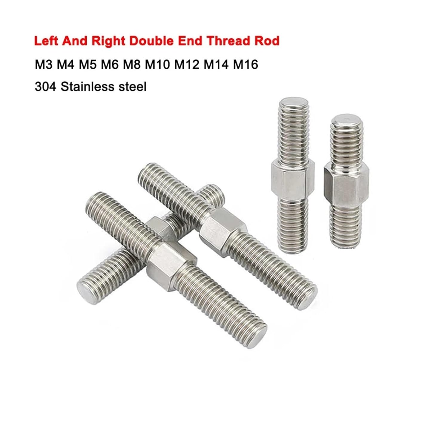 M3-M16 Left and Right Thread Double End Thread Rod Stud Bolts 304 Stainless Steel Positive/Negative Thread Bar(60mm,M8 (1pcs))